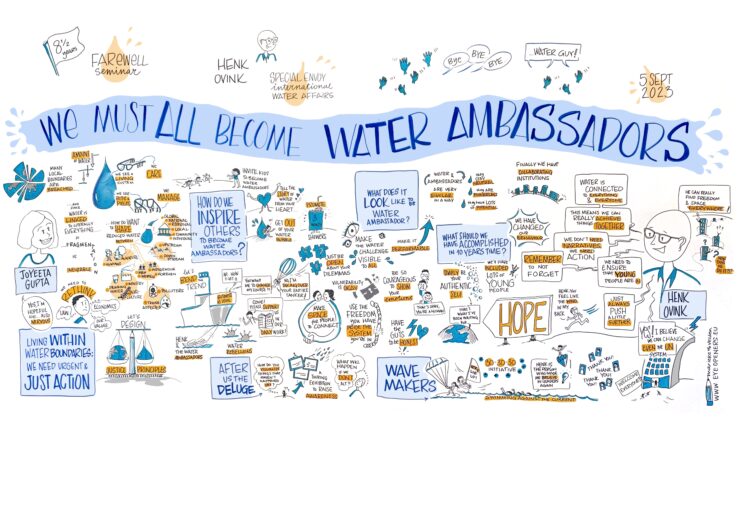 We must all become water ambassadors, live getekend op afscheidsseminar Henk Ovink, sept 2023